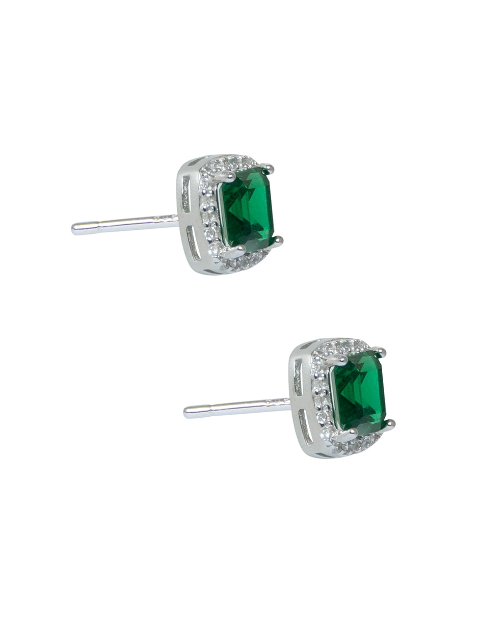 Aretes cuadrados Basic de plata P 925 con acabado pavé zirconia 5