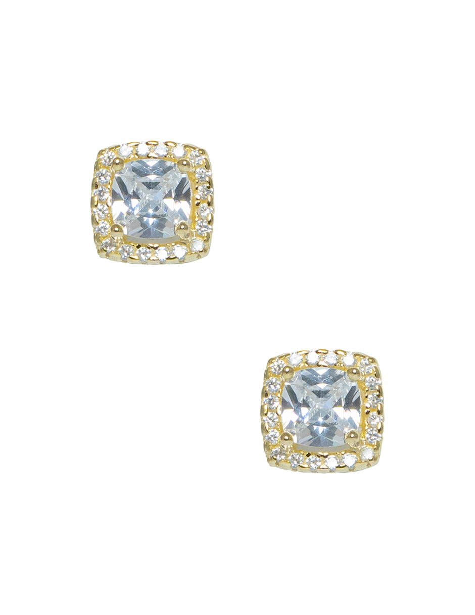 Aretes cuadrados de plata p 925 con acabado pavé zirconia