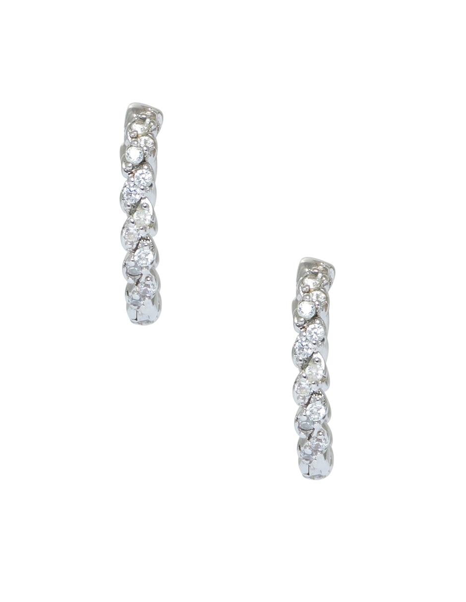 Aretes circulares Basic de plata P 925 con acabado pavé zirconia