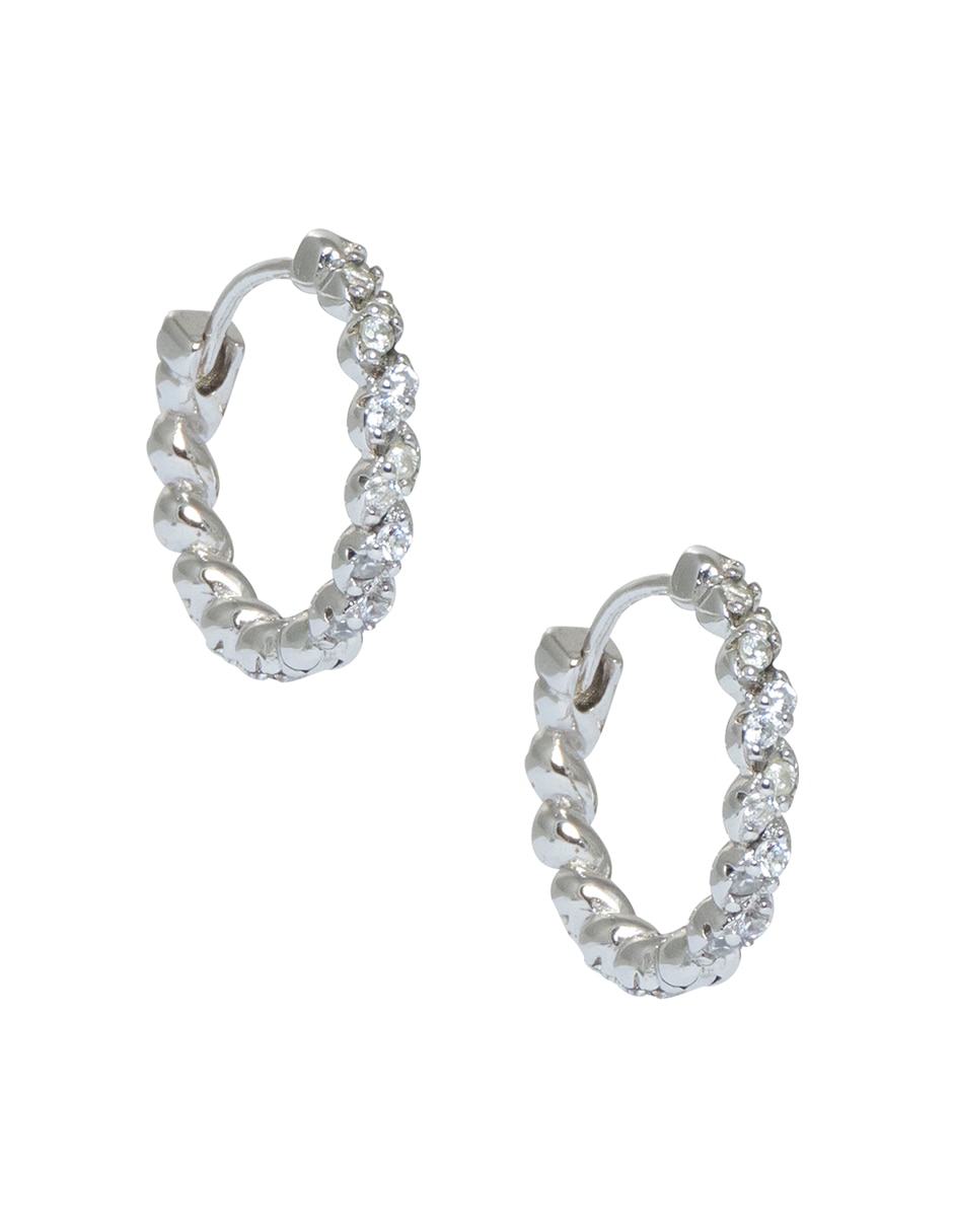 Aretes circulares Basic de plata P 925 con acabado pavé zirconia 2
