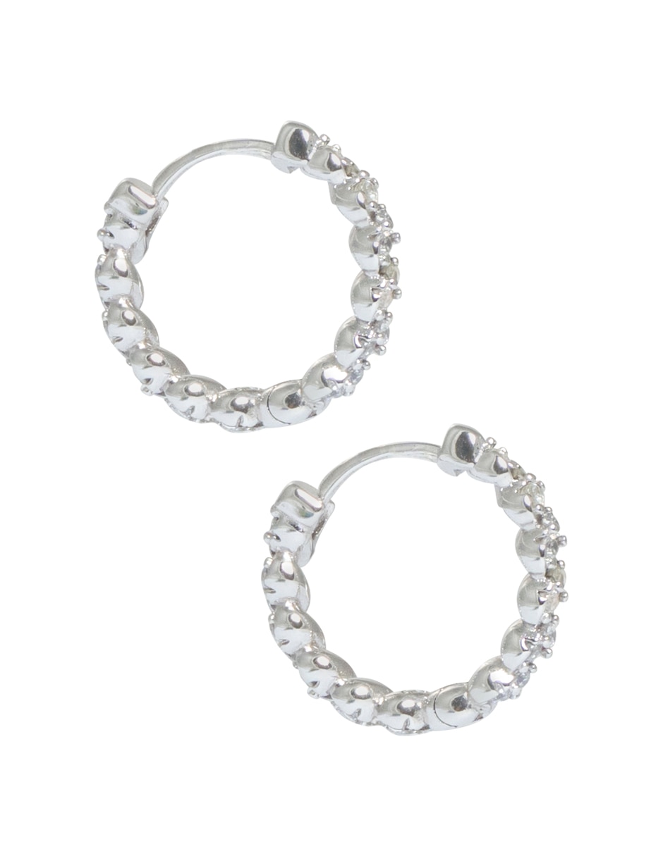 Aretes circulares Basic de plata P 925 con acabado pavé zirconia 3