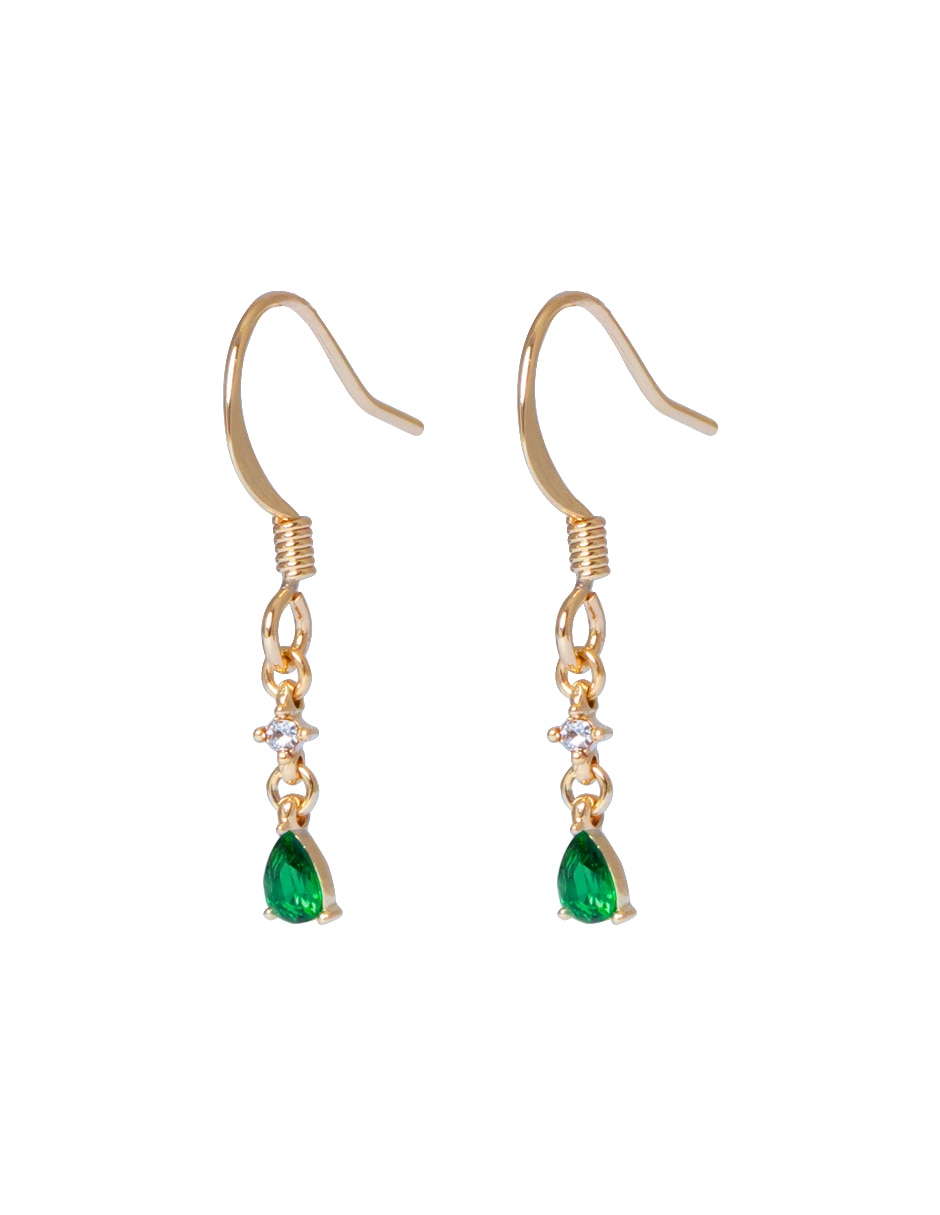 Aretes de gota Teardrop Esmeralda con acabado brillante cristal 2