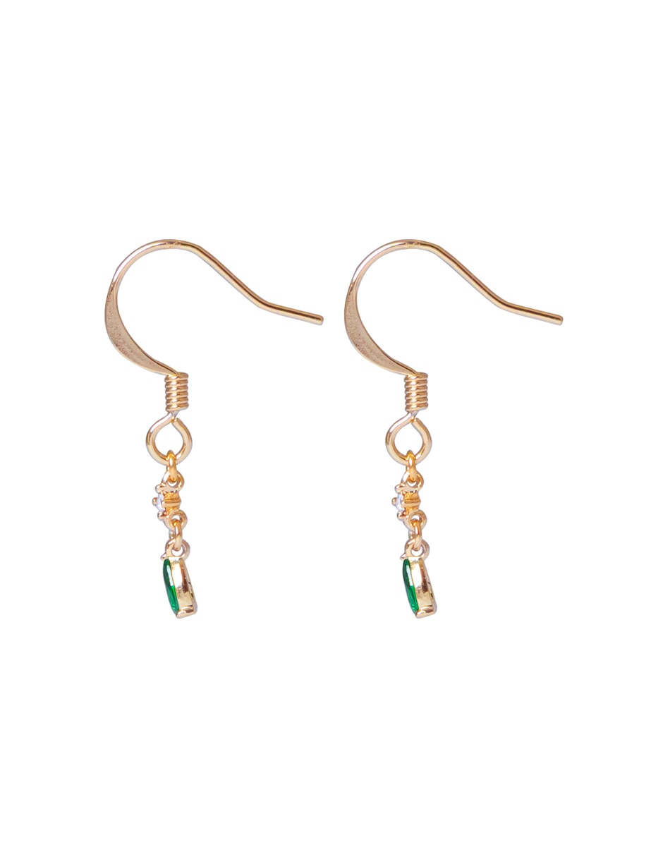 Aretes de gota Teardrop Esmeralda con acabado brillante cristal 3
