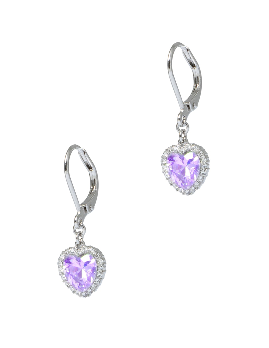 Aretes de corazón con acabado pavé zirconia 2