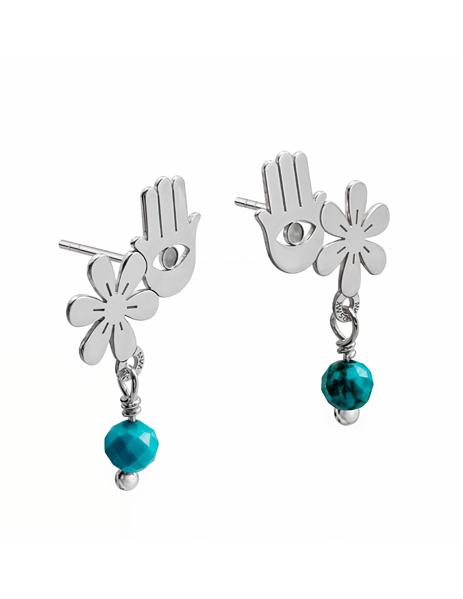 Aretes de mano Hippie de plata P 925 con acabado brillante iolita 2