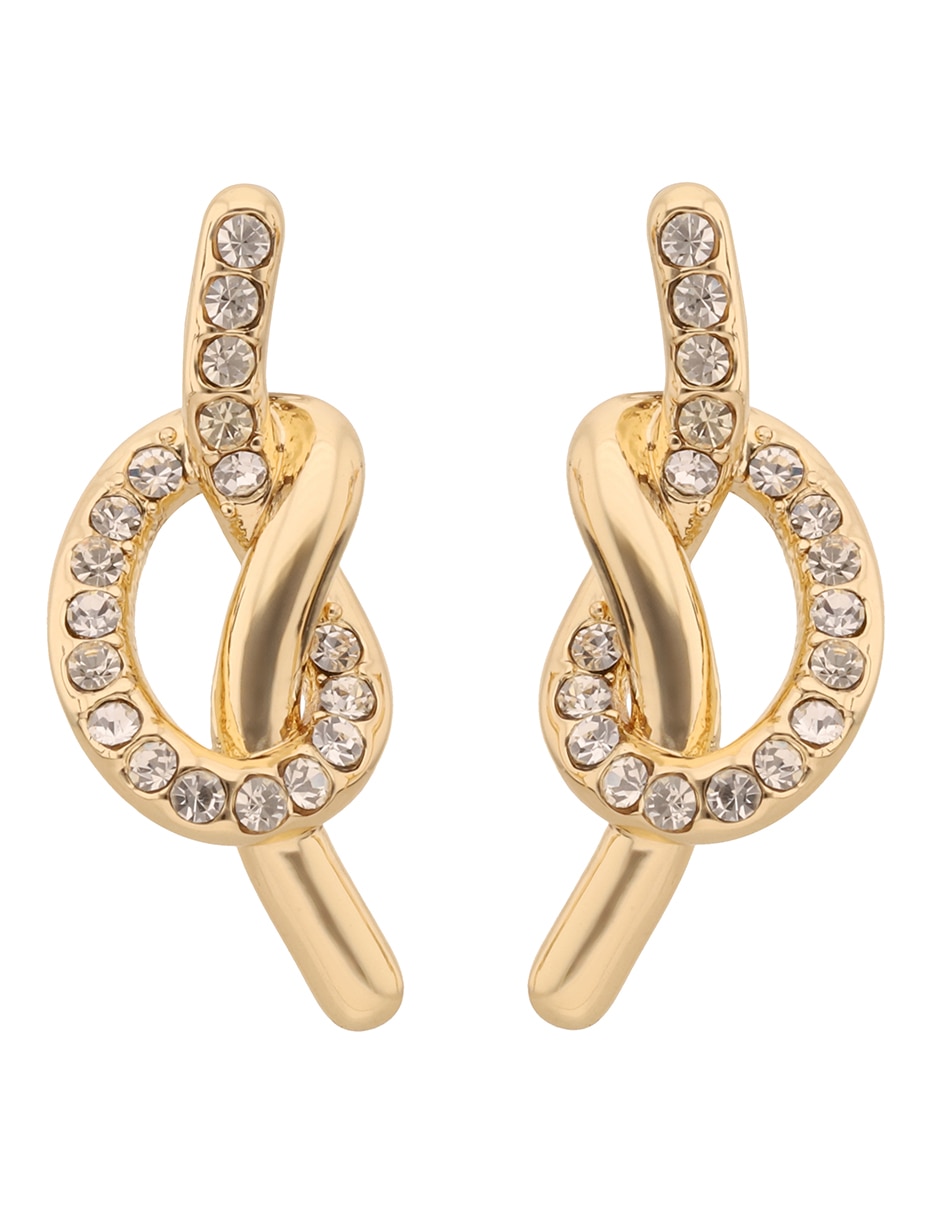 Aretes largos de nudo Lucy con acabado pavé cristal