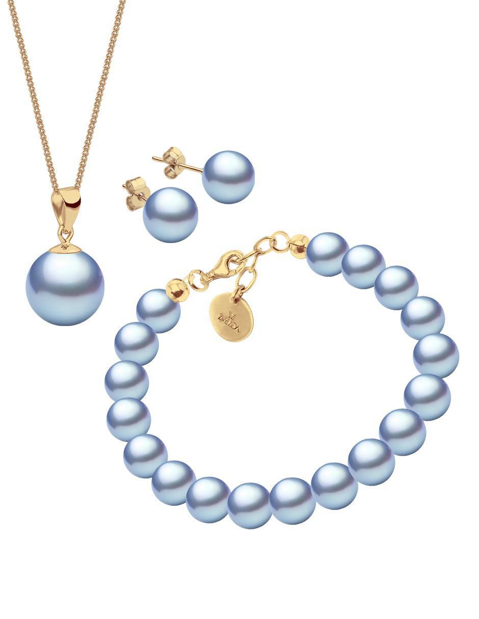 Aretes, collar y pulsera Aurore 18 k perla de cristal