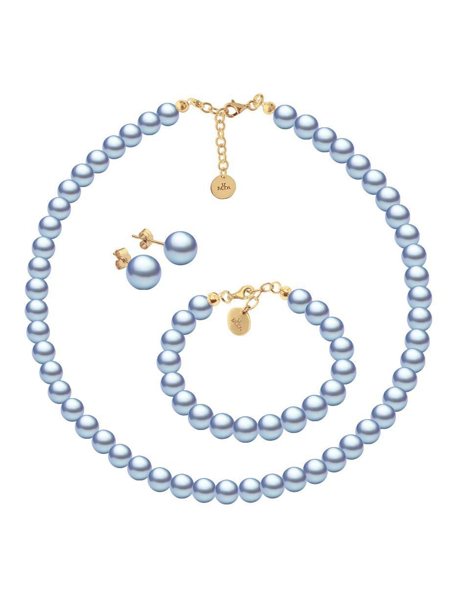 Aretes, collar y pulsera Aurore 18 k perla de cristal