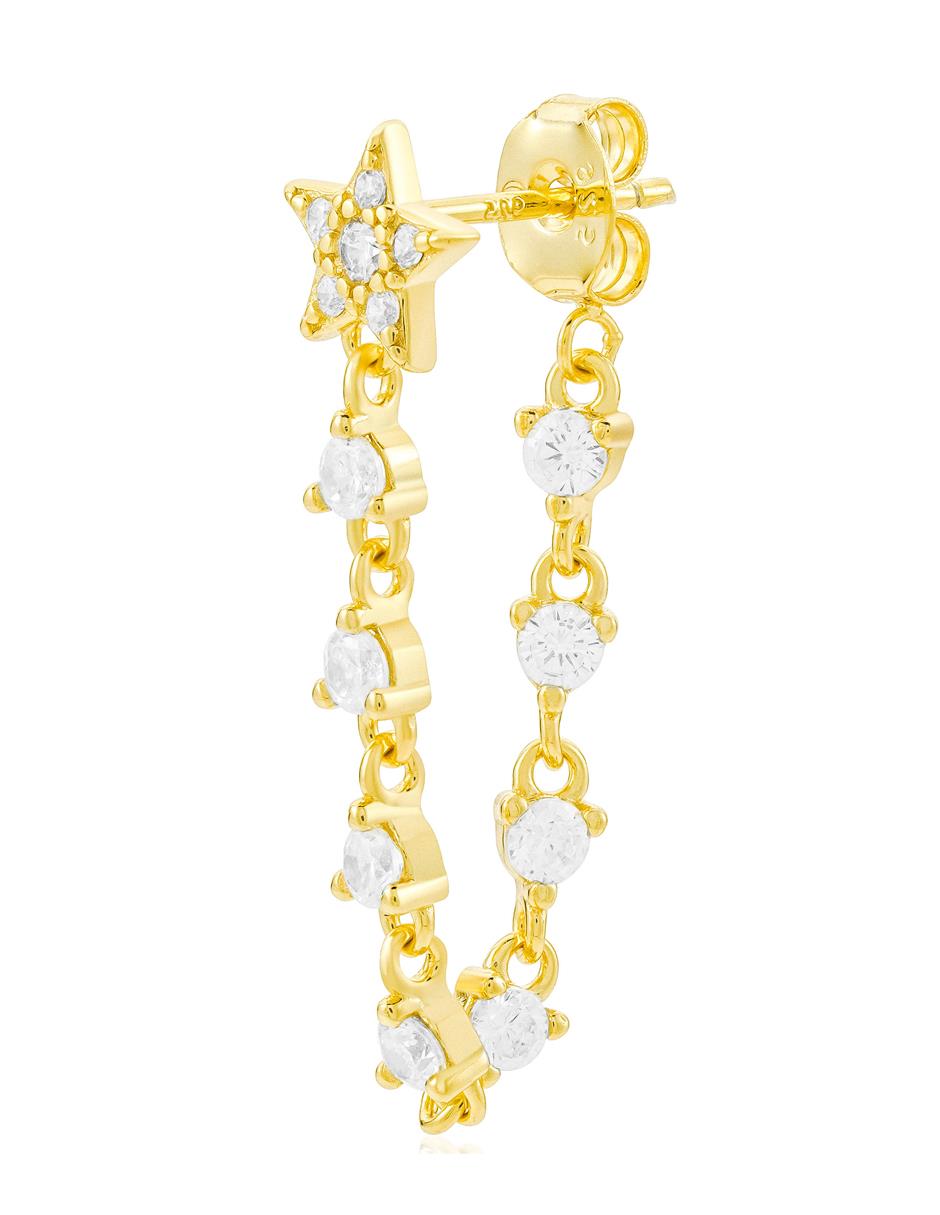 Piercing de estrella de plata P 925 con acabado baño de oro zirconia