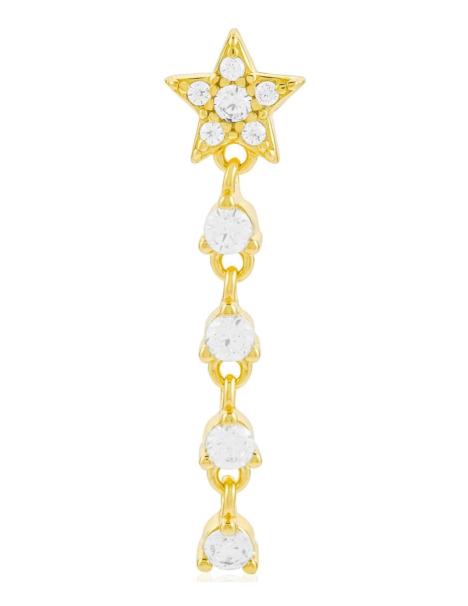 Piercing de estrella de plata P 925 con acabado baño de oro zirconia 2