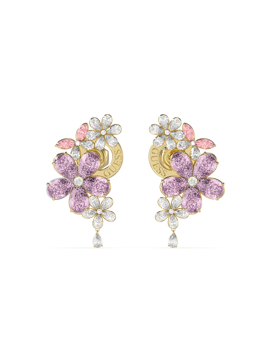 Aretes de flor Lily con acabado brillante circonita