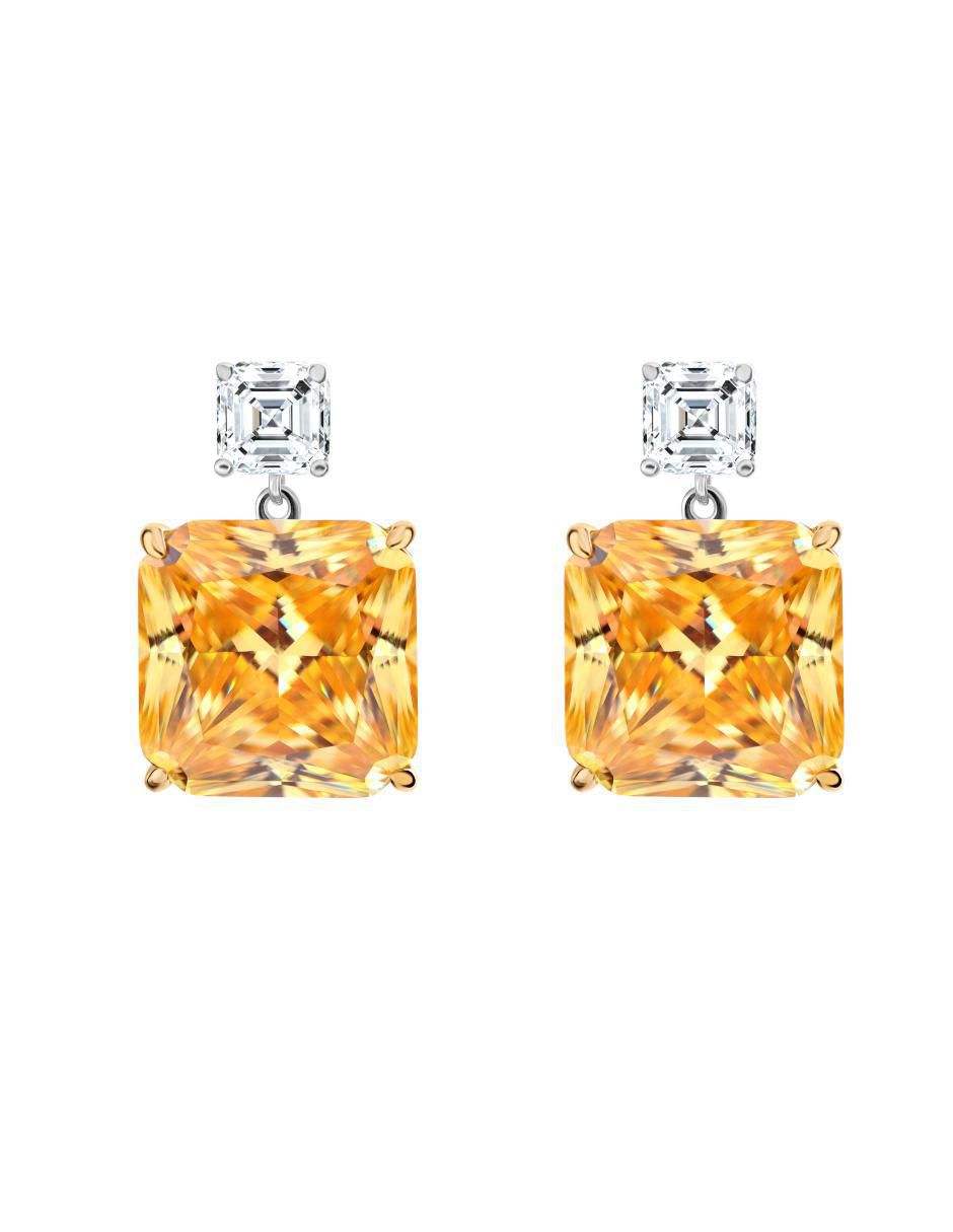 Aretes cuadrados de plata P 925 con acabado brillante topacio