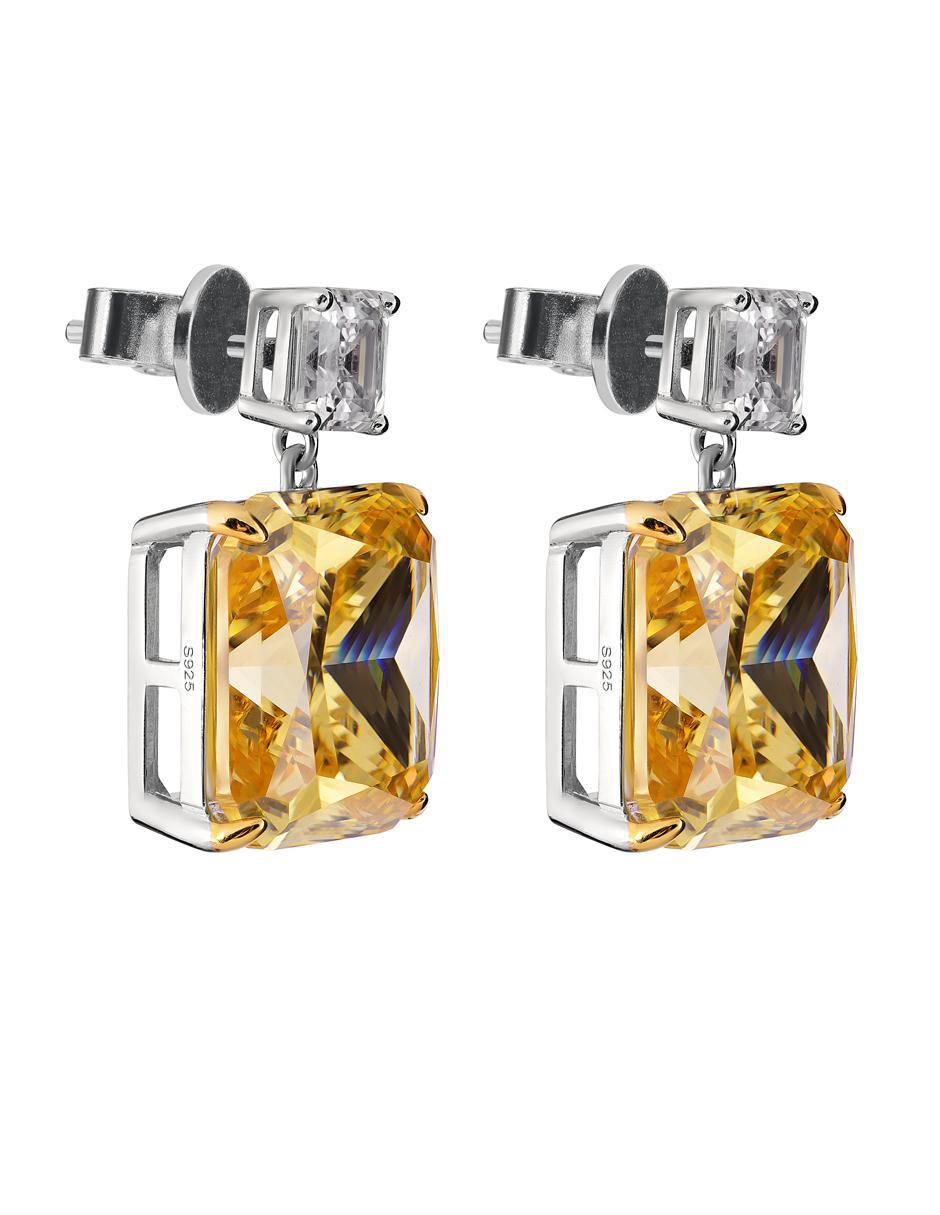 Aretes cuadrados de plata P 925 con acabado brillante topacio 2