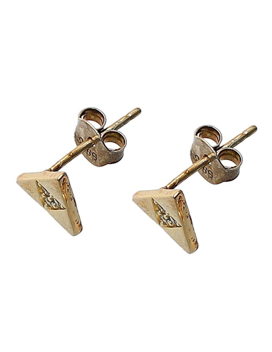Aretes triangulares de plata P 925 con acabado chapa de oro circonita 2