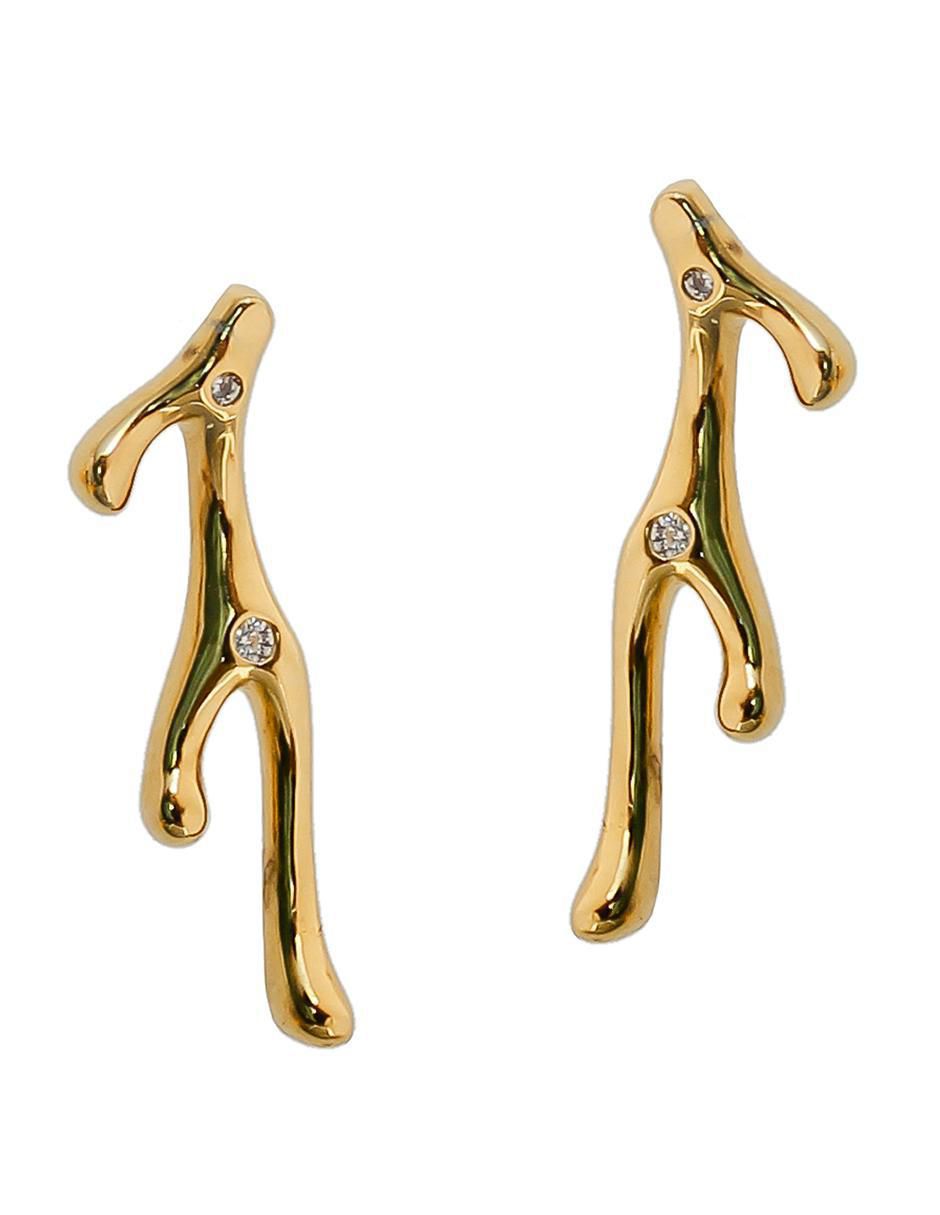 Aretes de cuerno de plata P 925 con acabado chapa de oro circonita