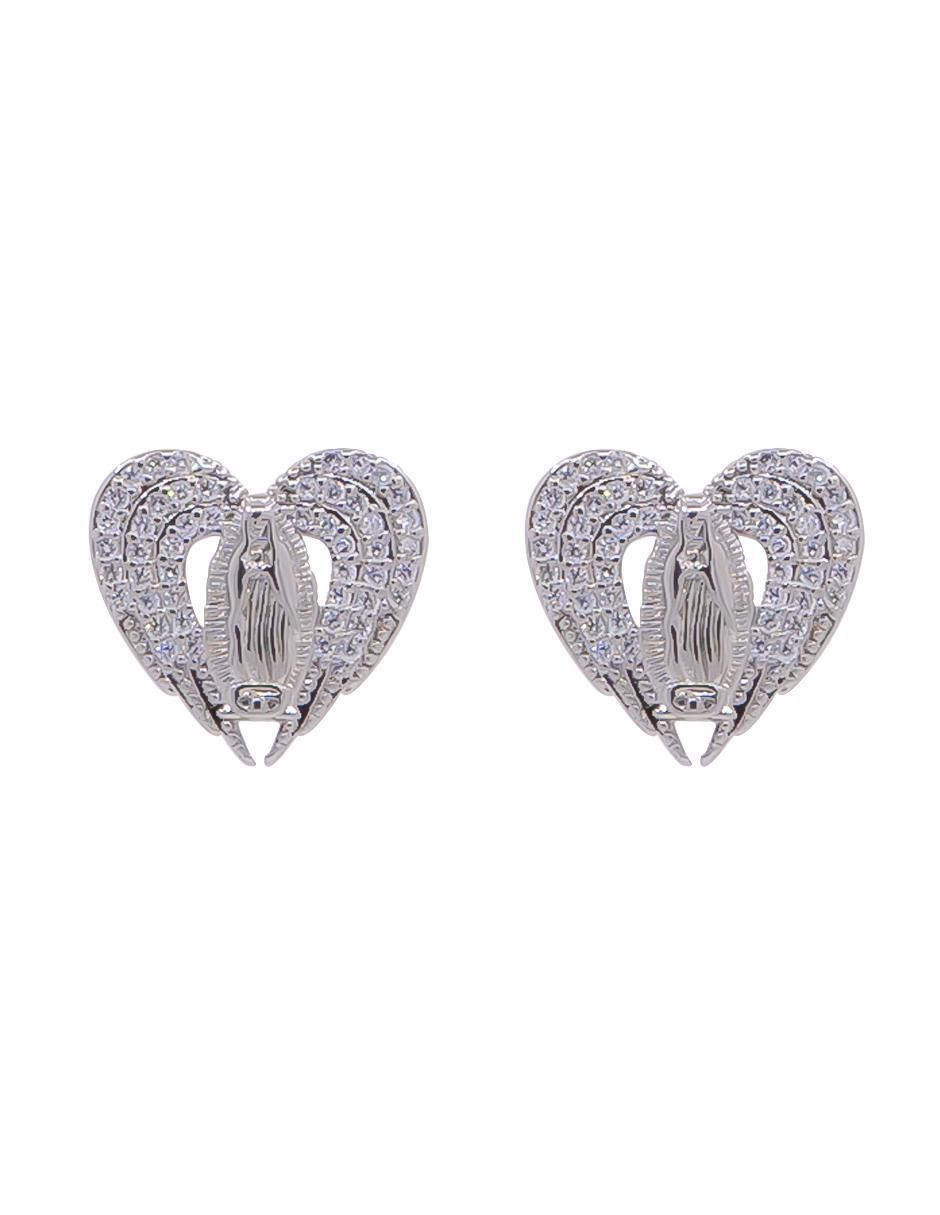 Aretes de corazón con acabado brillante zirconia Aretes de corazón con acabado brillante zirconia