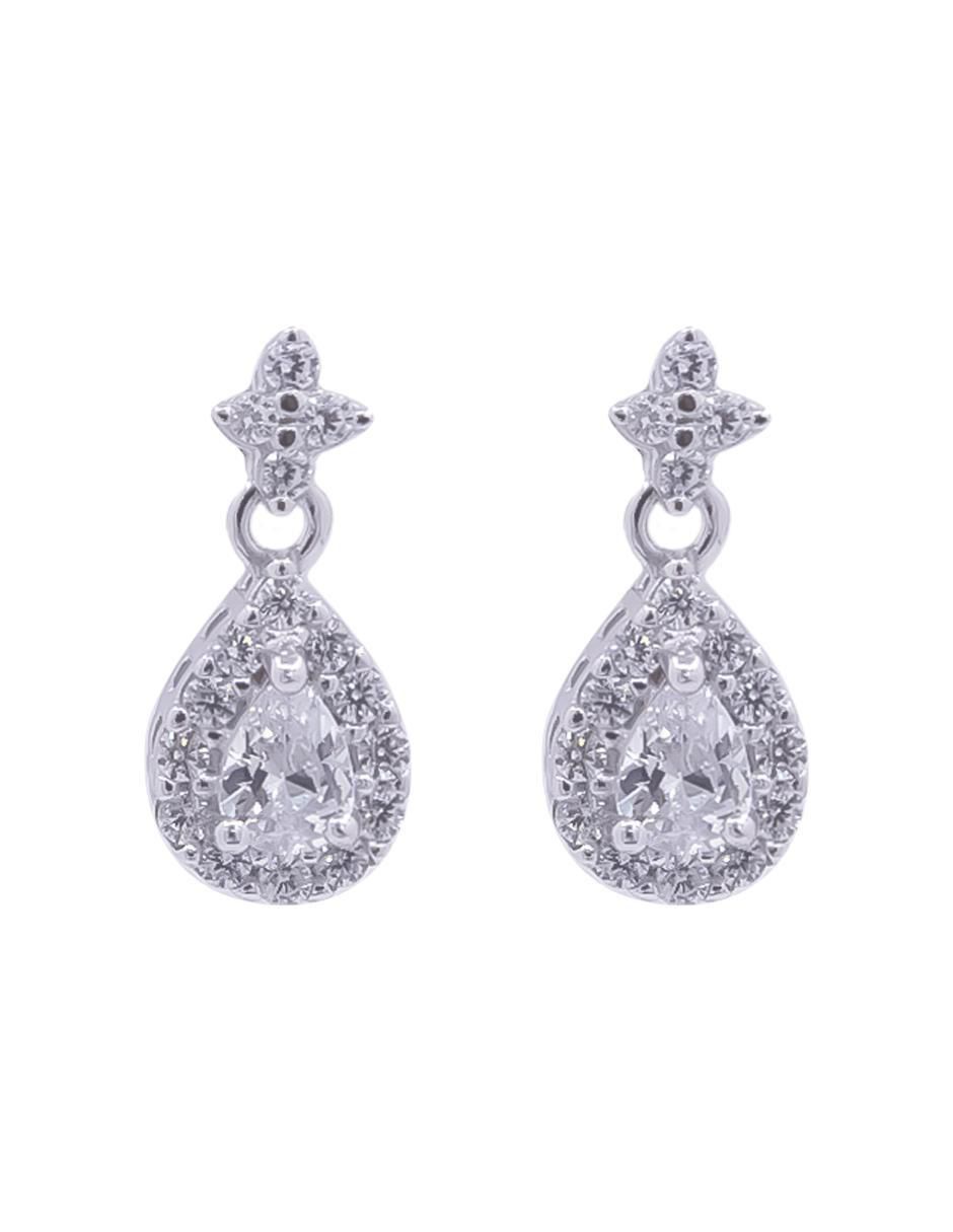 Set de aretes de gota de plata P 925 con acabado pavé zirconia Set de aretes de gota de plata P 925 con acabado pavé zirconia