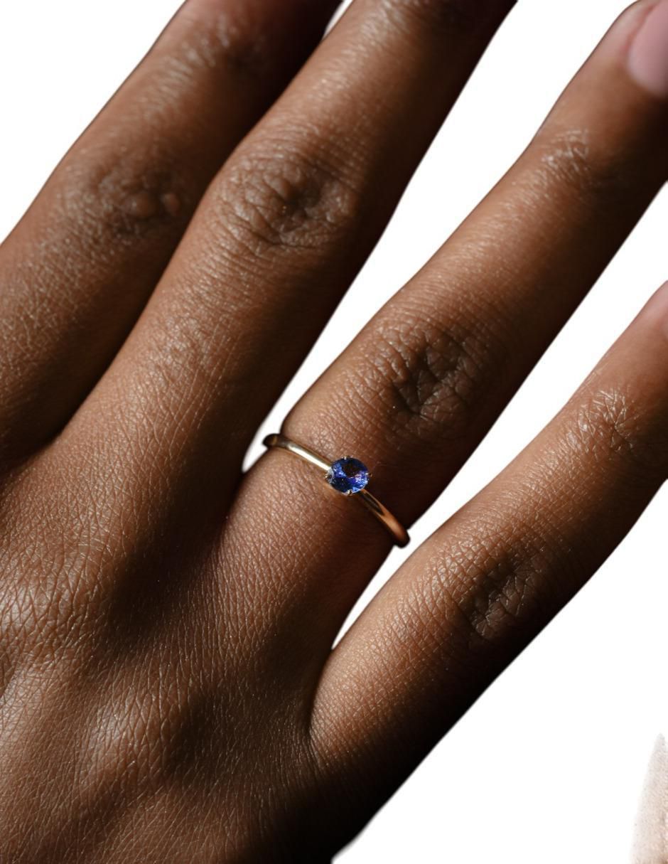 Anillo 14 k de oro tanzanita brillante 5