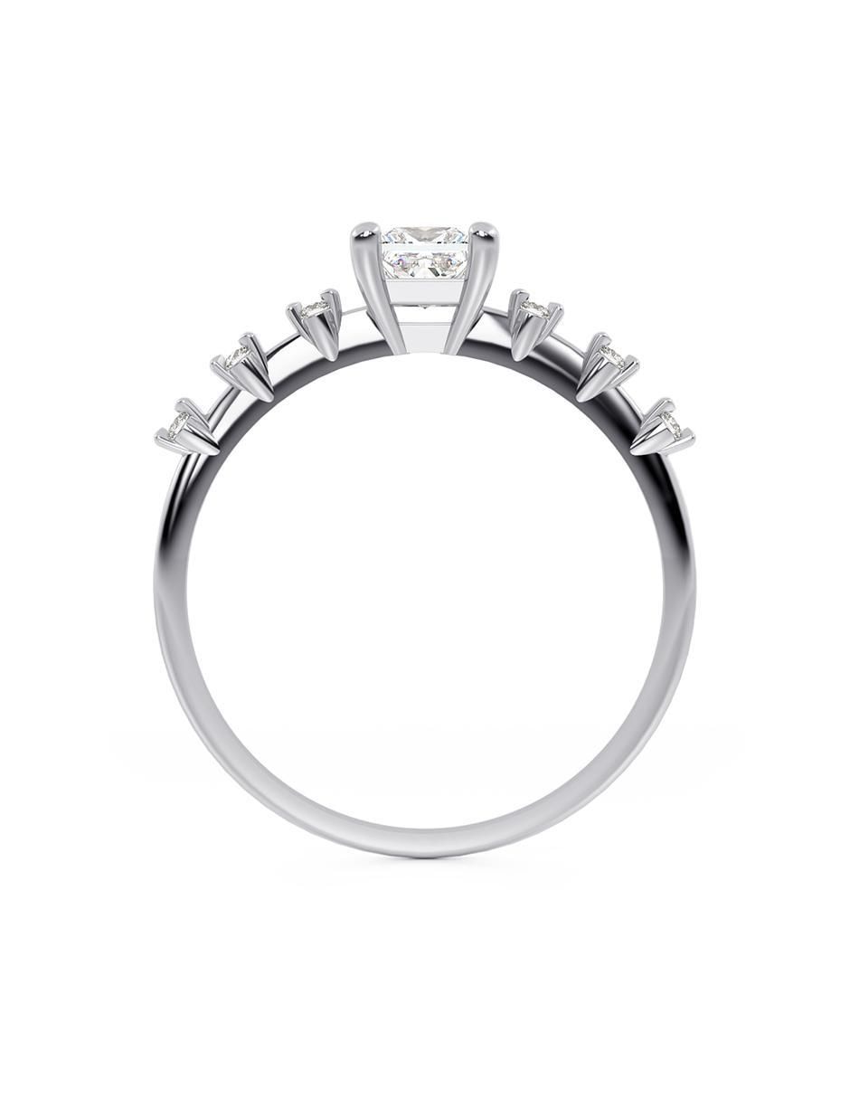 Anillo cuadrado 10 k de oro zirconia brillante 3