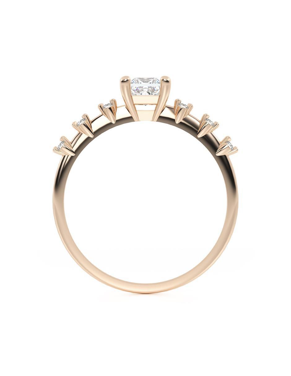 Anillo cuadrado 14 k de oro zirconia brillante 3