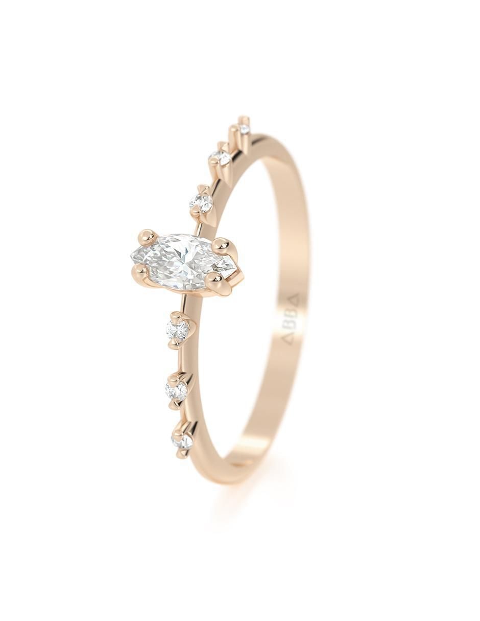 Anillo 14 k de oro zirconia brillante 2