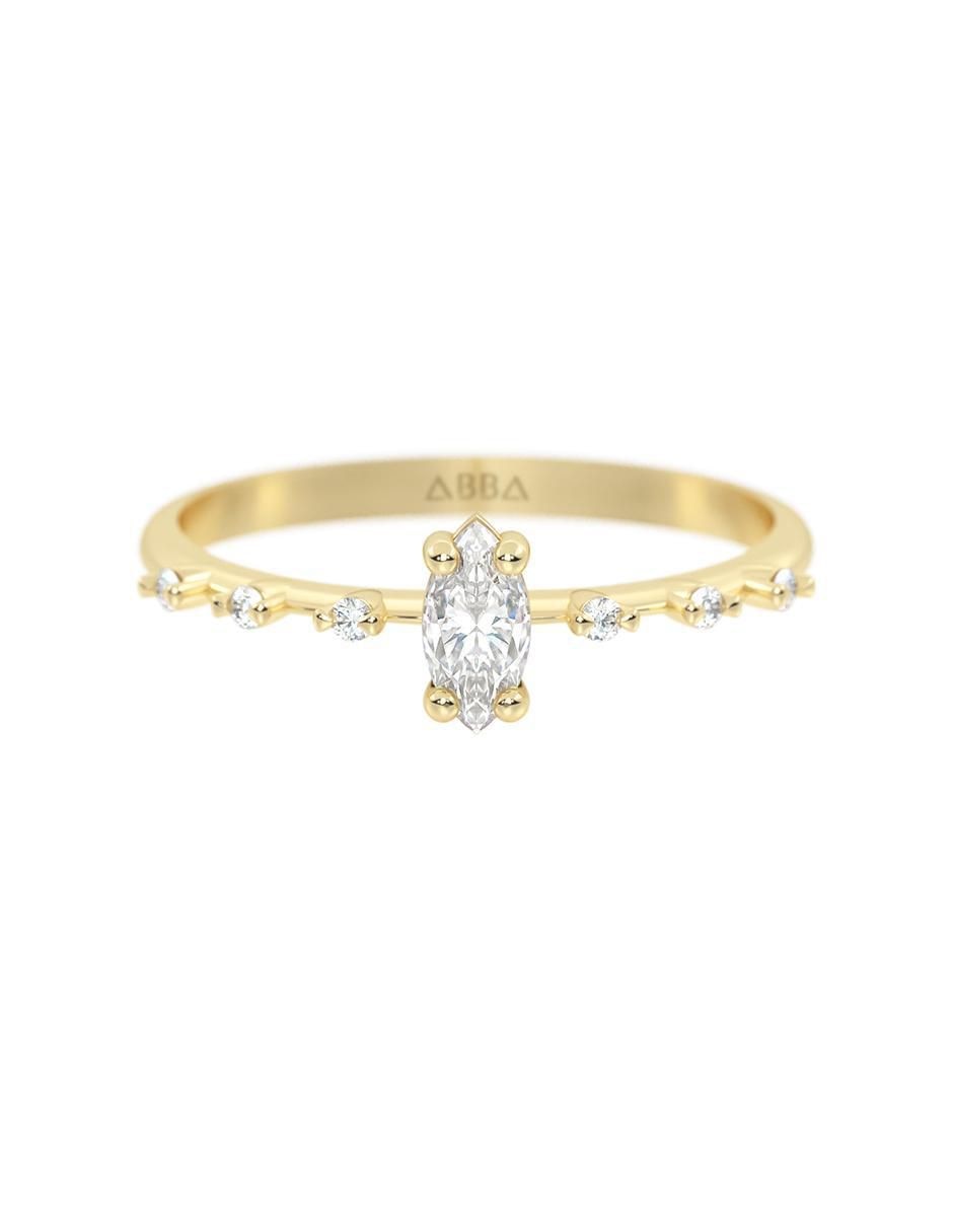 Anillo 14 k de oro zirconia brillante