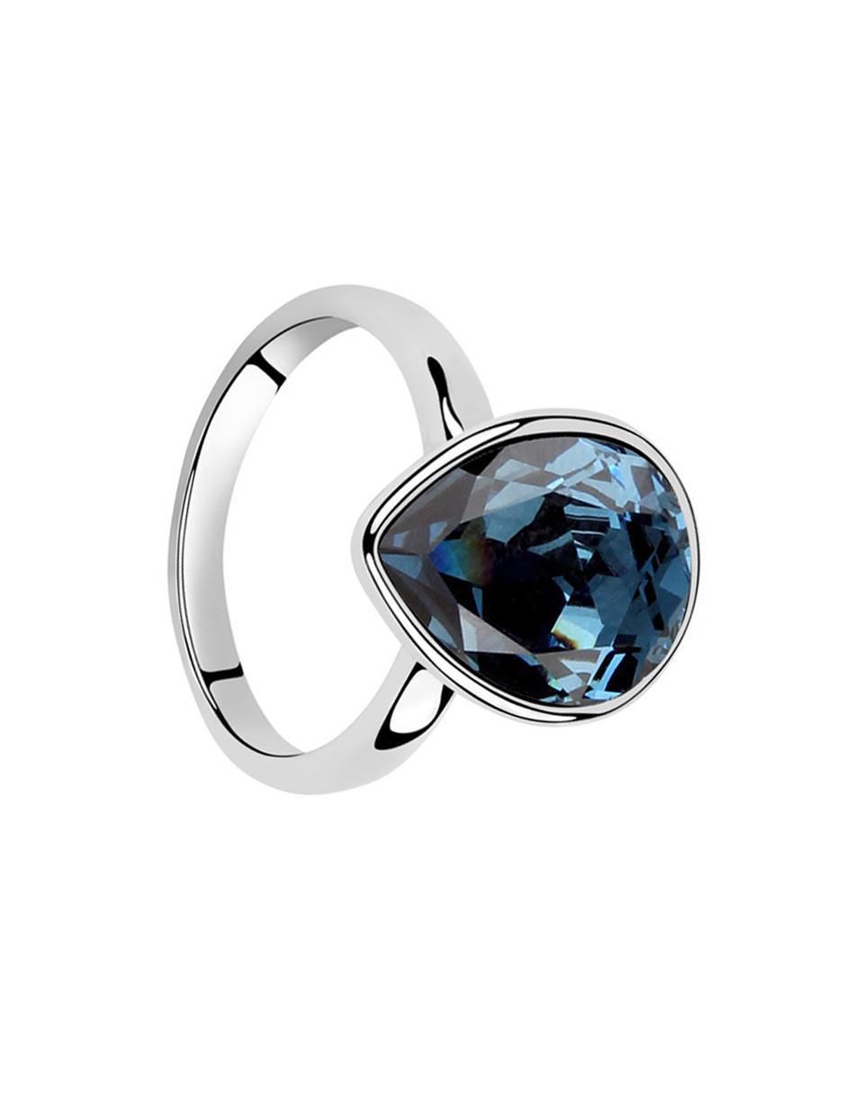 Anillo con gema ovalado Elegance cristal con acabado baño de oro blanco 2