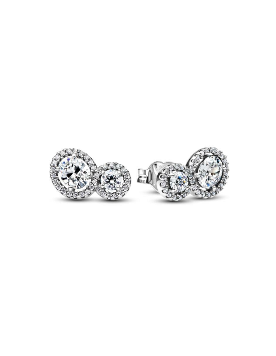 Aretes redondos Timeless de plata P 925 con acabado brillante zirconia cúbica