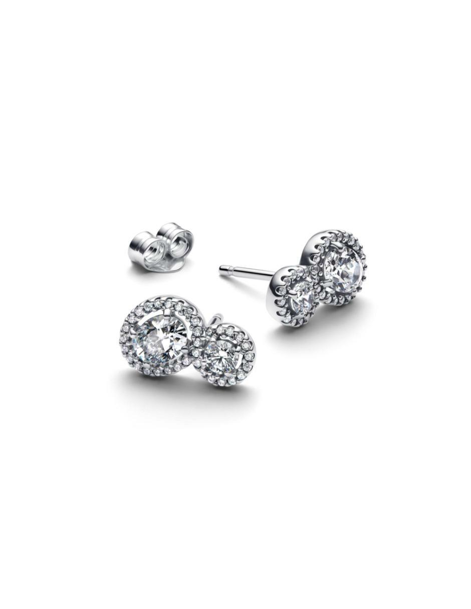 Aretes redondos Timeless de plata P 925 con acabado brillante zirconia cúbica 2
