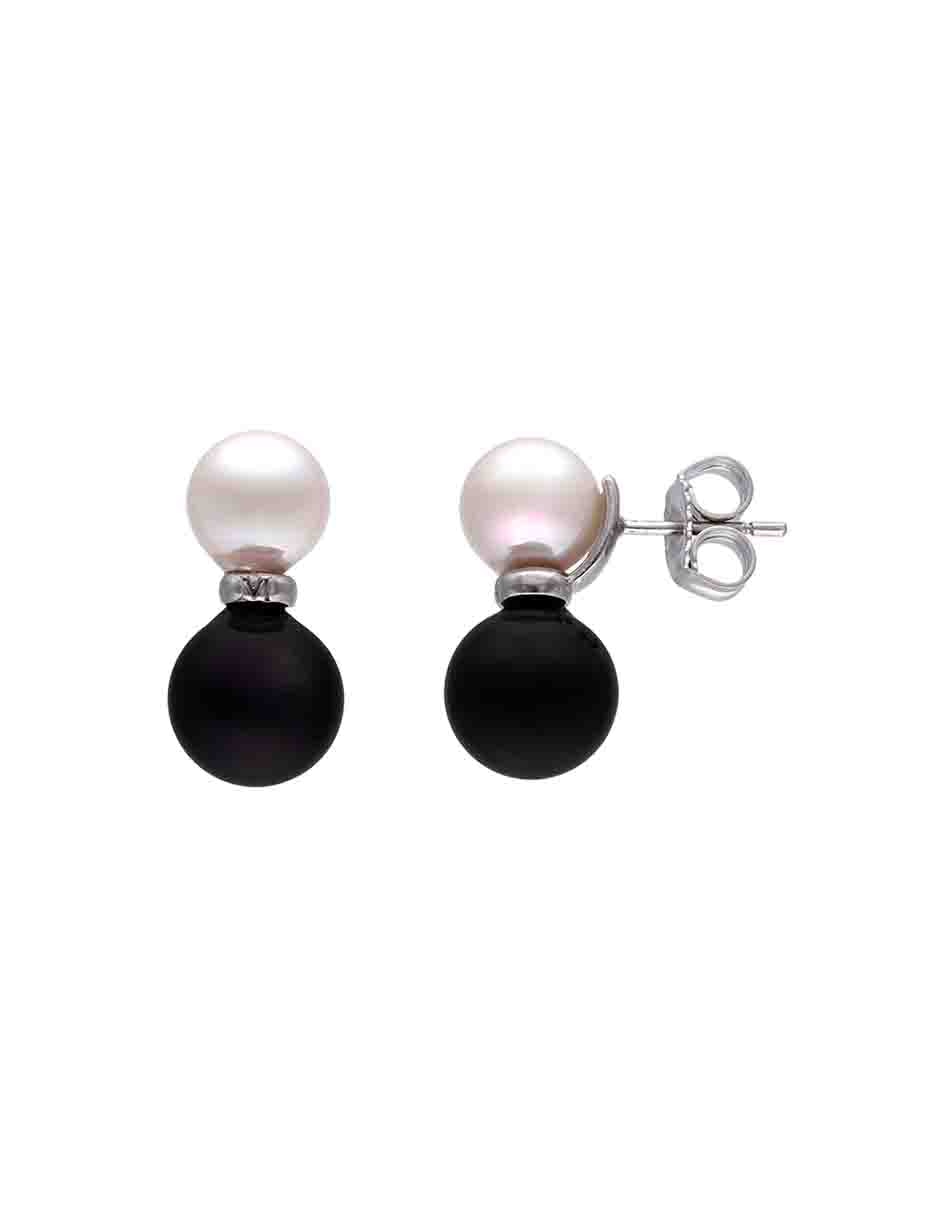 Aretes circulares Twins & Triplets de plata P 925 con acabado lustre perla