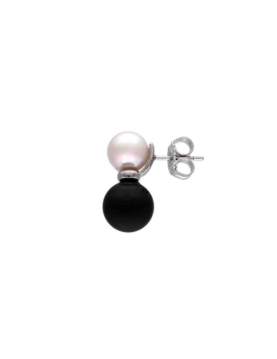 Aretes circulares Twins & Triplets de plata P 925 con acabado lustre perla 2