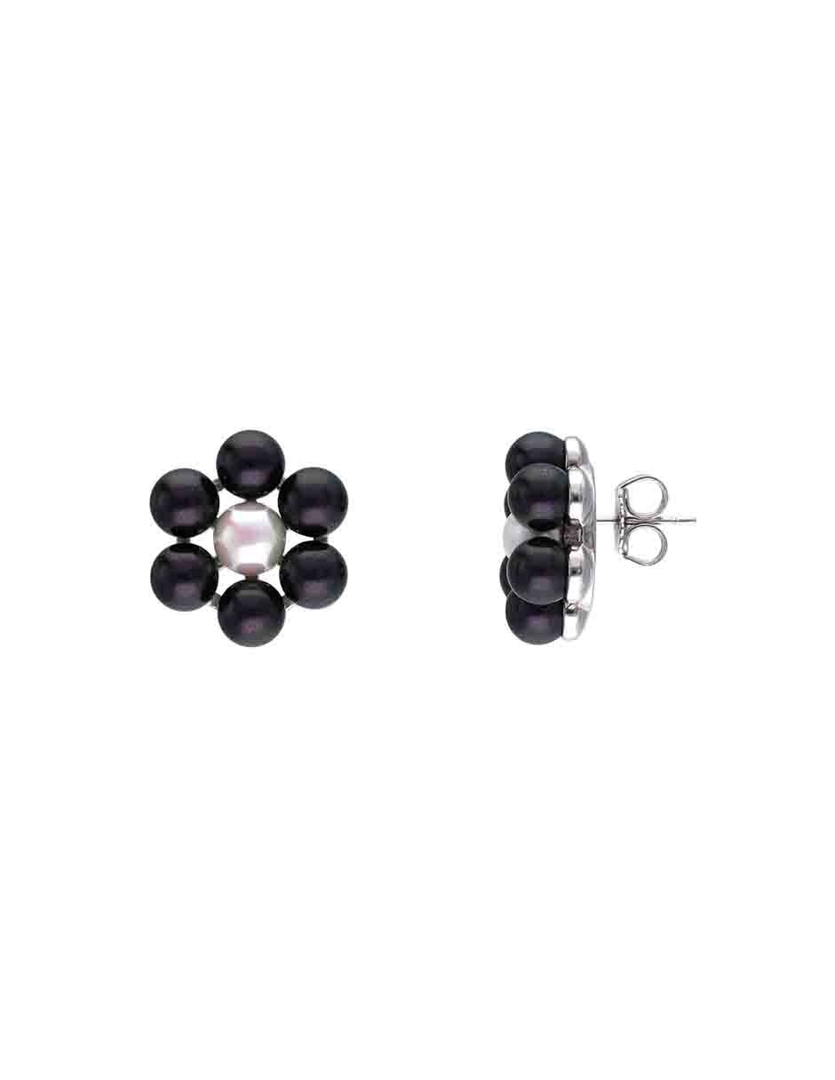 Aretes circulares Kate de plata P 925 con acabado lustre perla