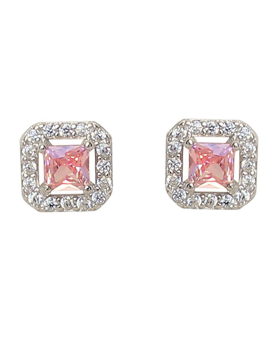 Aretes cuadrados de plata P 925 con acabado baño rodio circonita Aretes cuadrados de plata P 925 con acabado baño rodio circonita