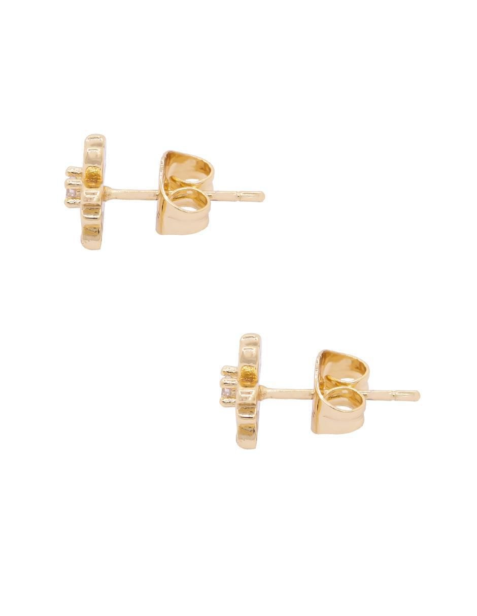 Aretes de flor con acabado brillante zirconia 2