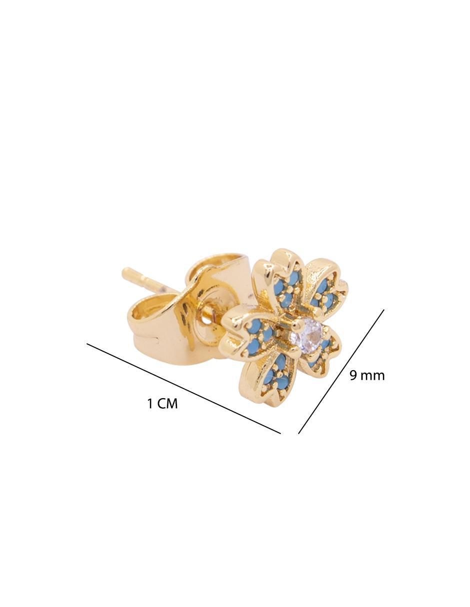 Aretes de flor con acabado brillante zirconia 5