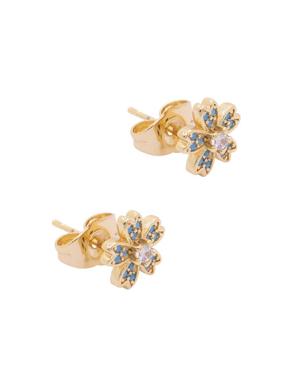 Aretes de flor con acabado brillante zirconia 3