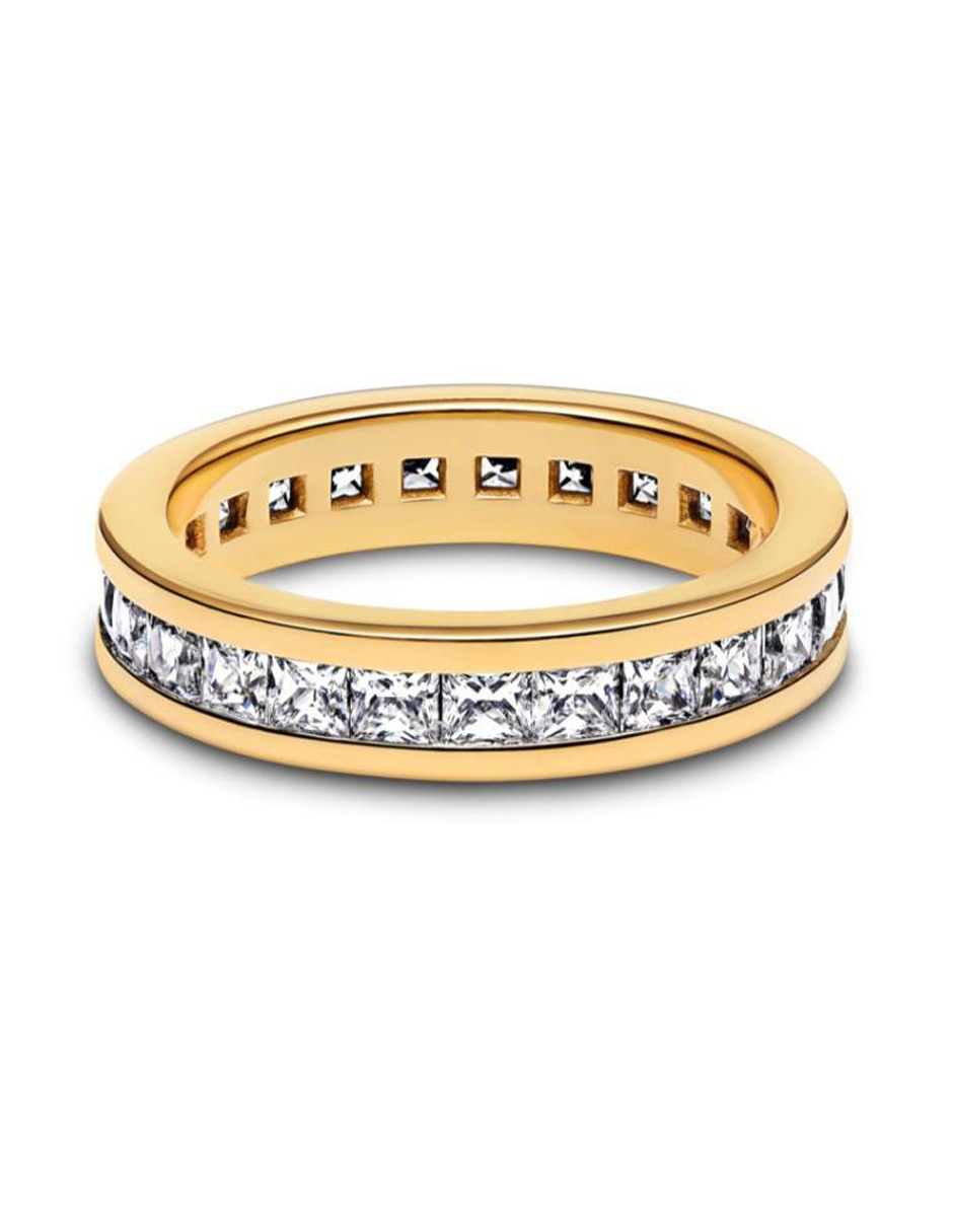 Anillo Timeless de plata P 925 zirconia cúbica con acabado baño de oro