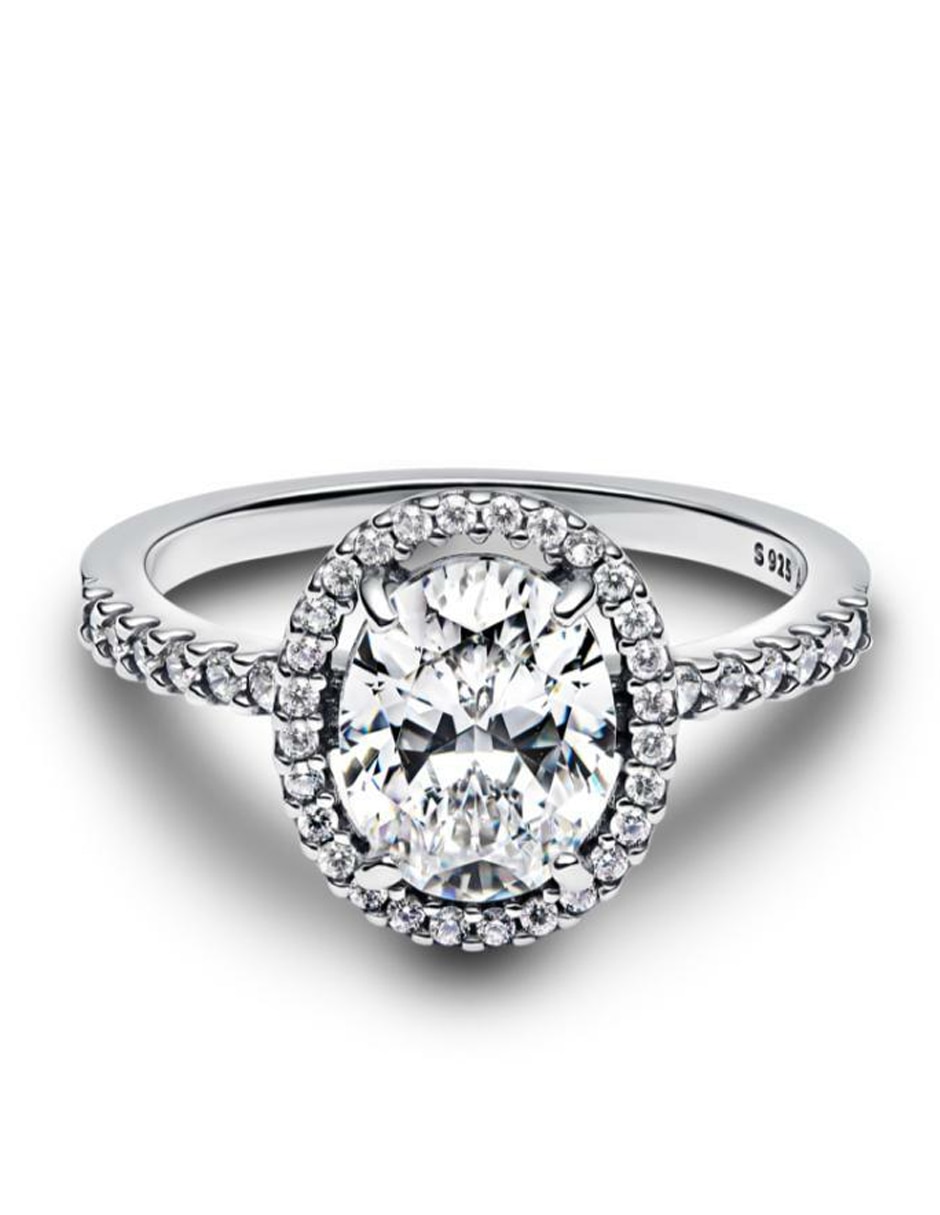 Anillo ovalado Timeless P 925 de plata zirconia cúbica brillante
