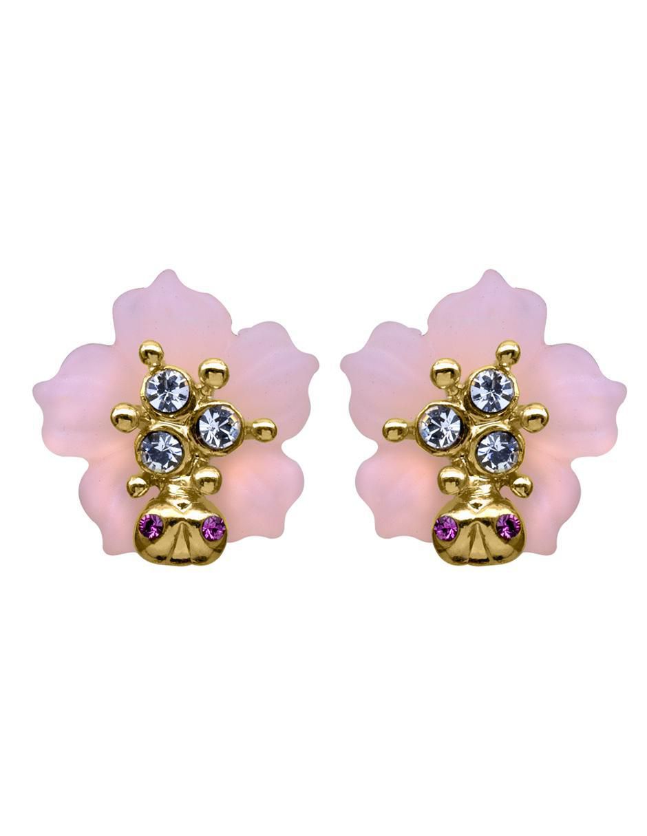 Aretes de flor Elegance con acabado baño de oro cristal Aretes de flor Elegance con acabado baño de oro cristal