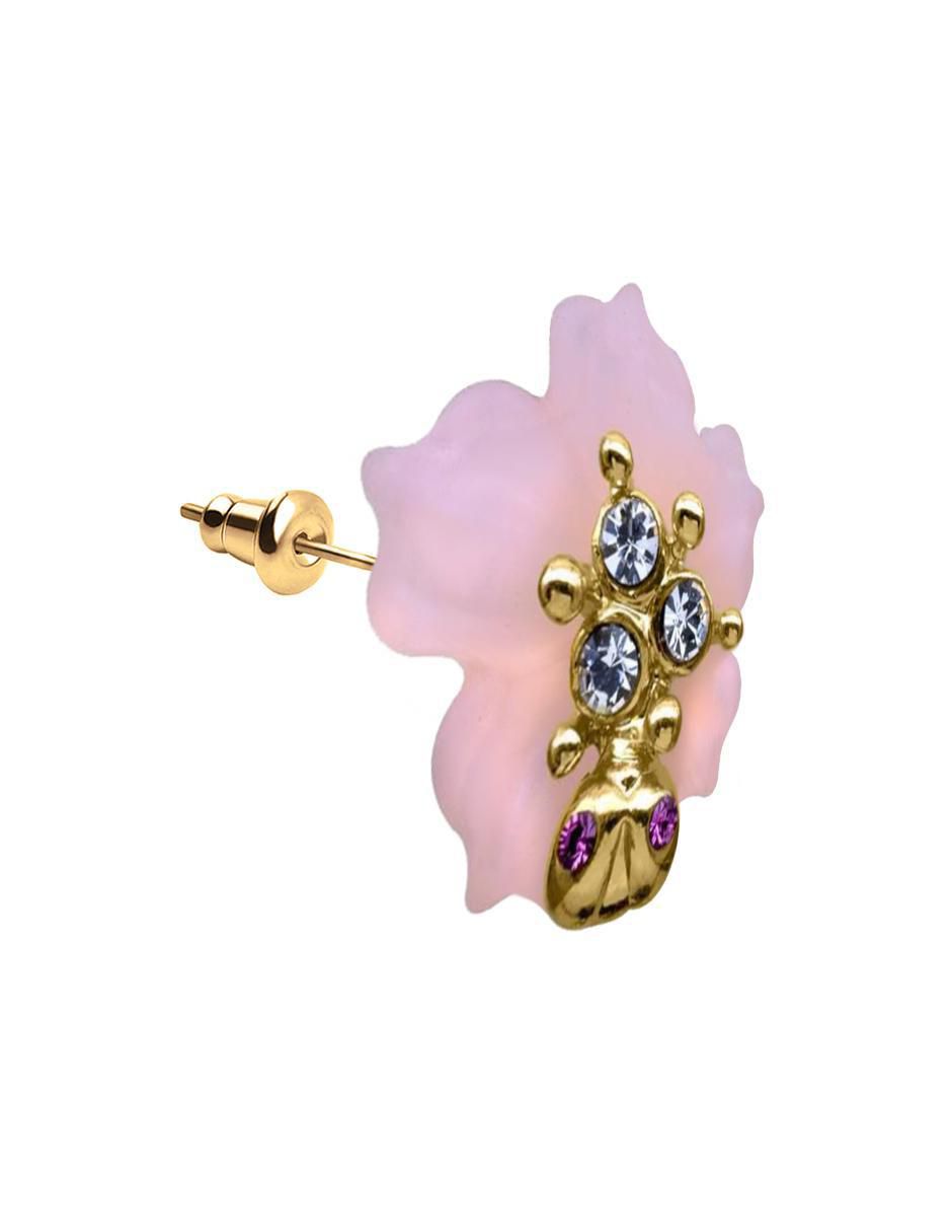 Aretes de flor Elegance con acabado baño de oro cristal 4