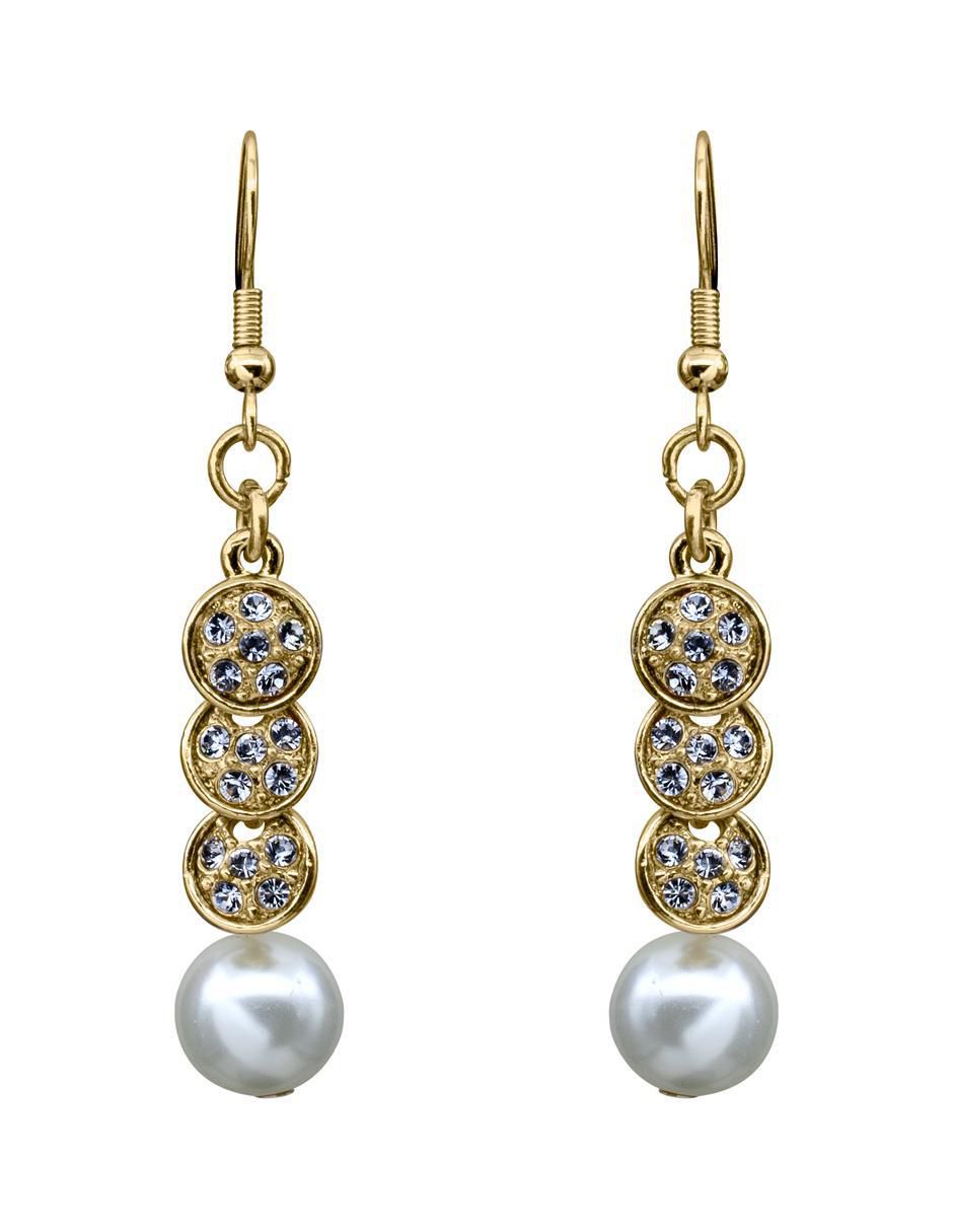 Aretes redondos Elegance con acabado baño de oro cristal Aretes redondos Elegance con acabado baño de oro cristal