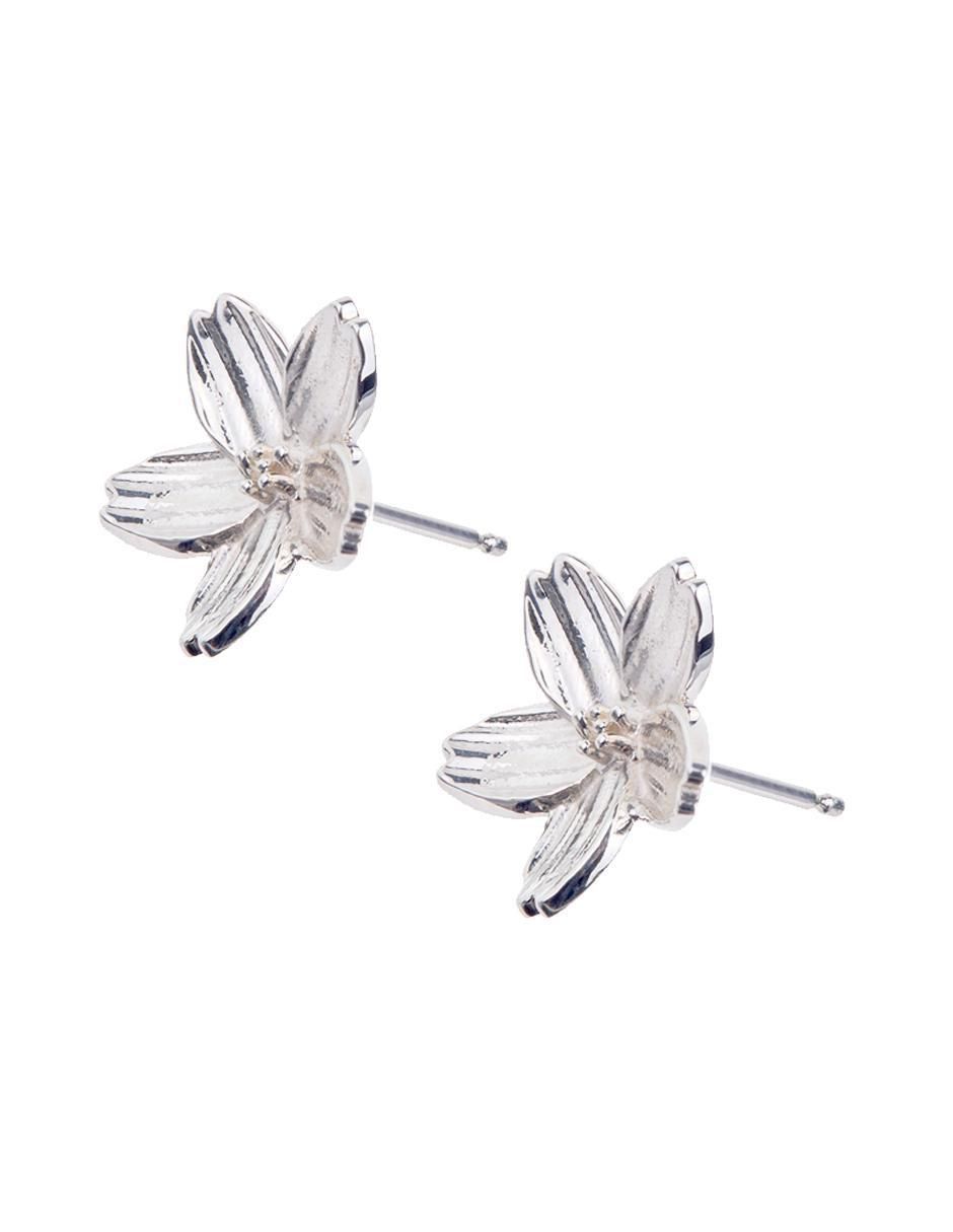 Broqueles de flor de plata P 925 con acabado brillante 2