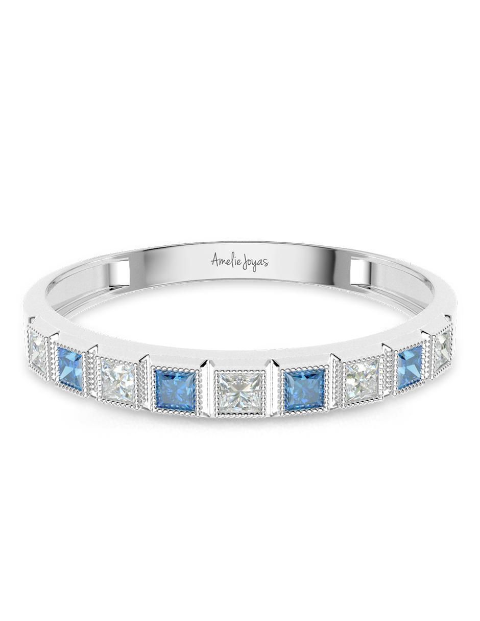 Anillo cuadrado 14 k de oro zirconia pulido