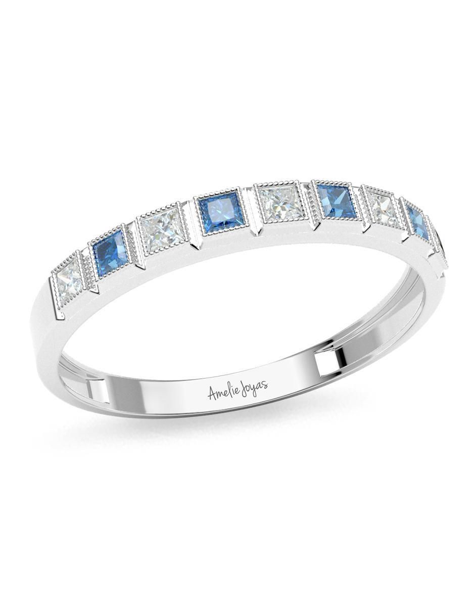 Anillo cuadrado 14 k de oro zirconia pulido 2