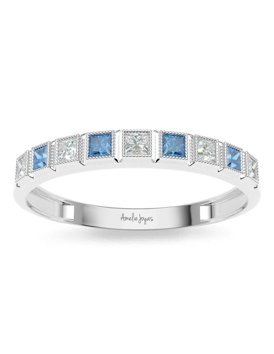 Anillo cuadrado 14 k de oro zirconia pulido 4