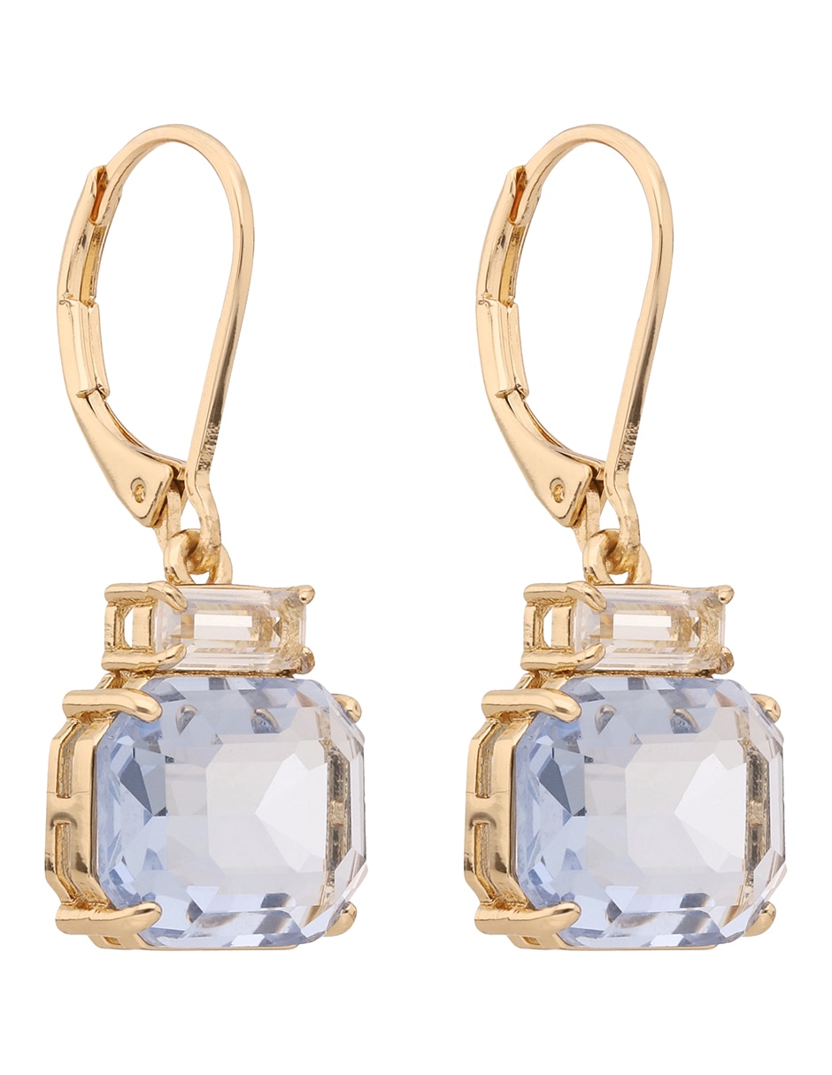 Aretes de rectángulo con acabado brillante cristal 2