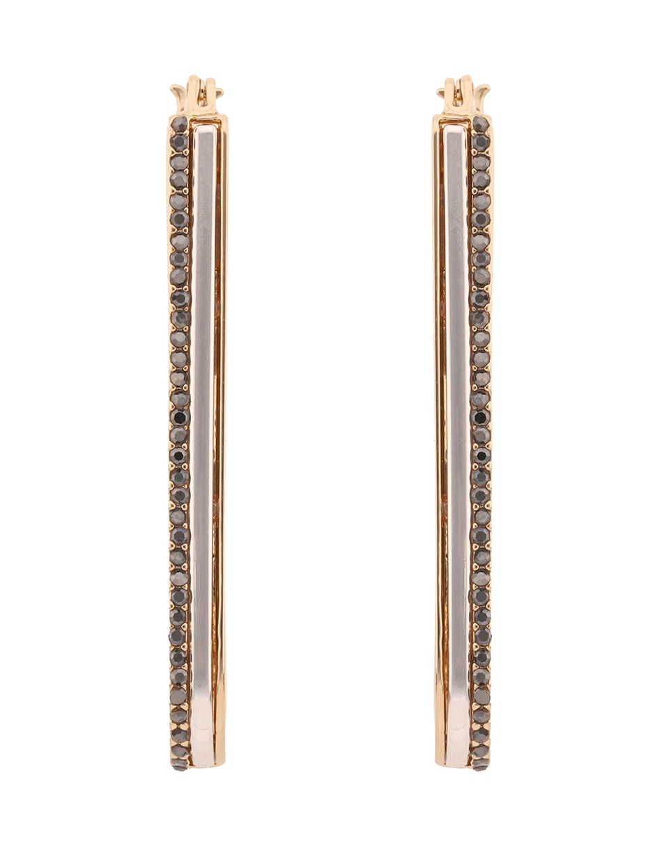 Aretes largos rectangulares Tritone Emblems con acabado pavé zirconia