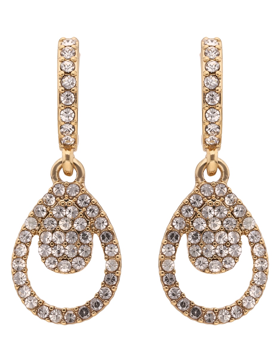 Aretes de gota Ivory Runway con acabado pavé cristal