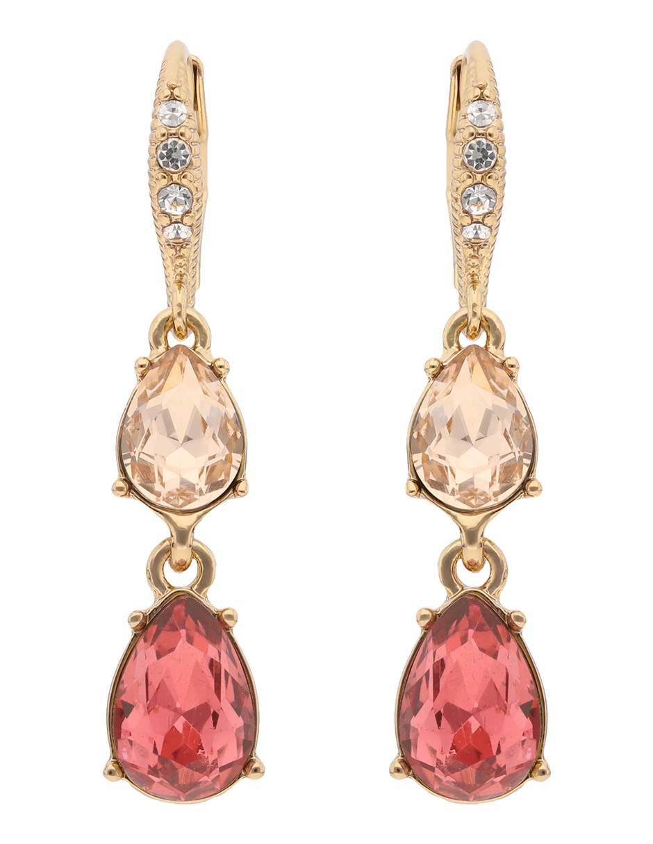 Aretes de gota Peachy Peonies con acabado brillante cristal