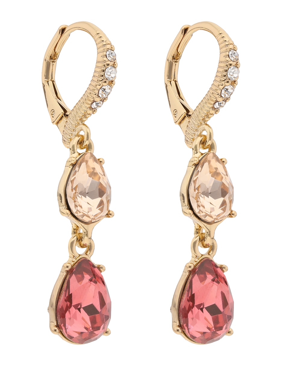Aretes de gota Peachy Peonies con acabado brillante cristal 2